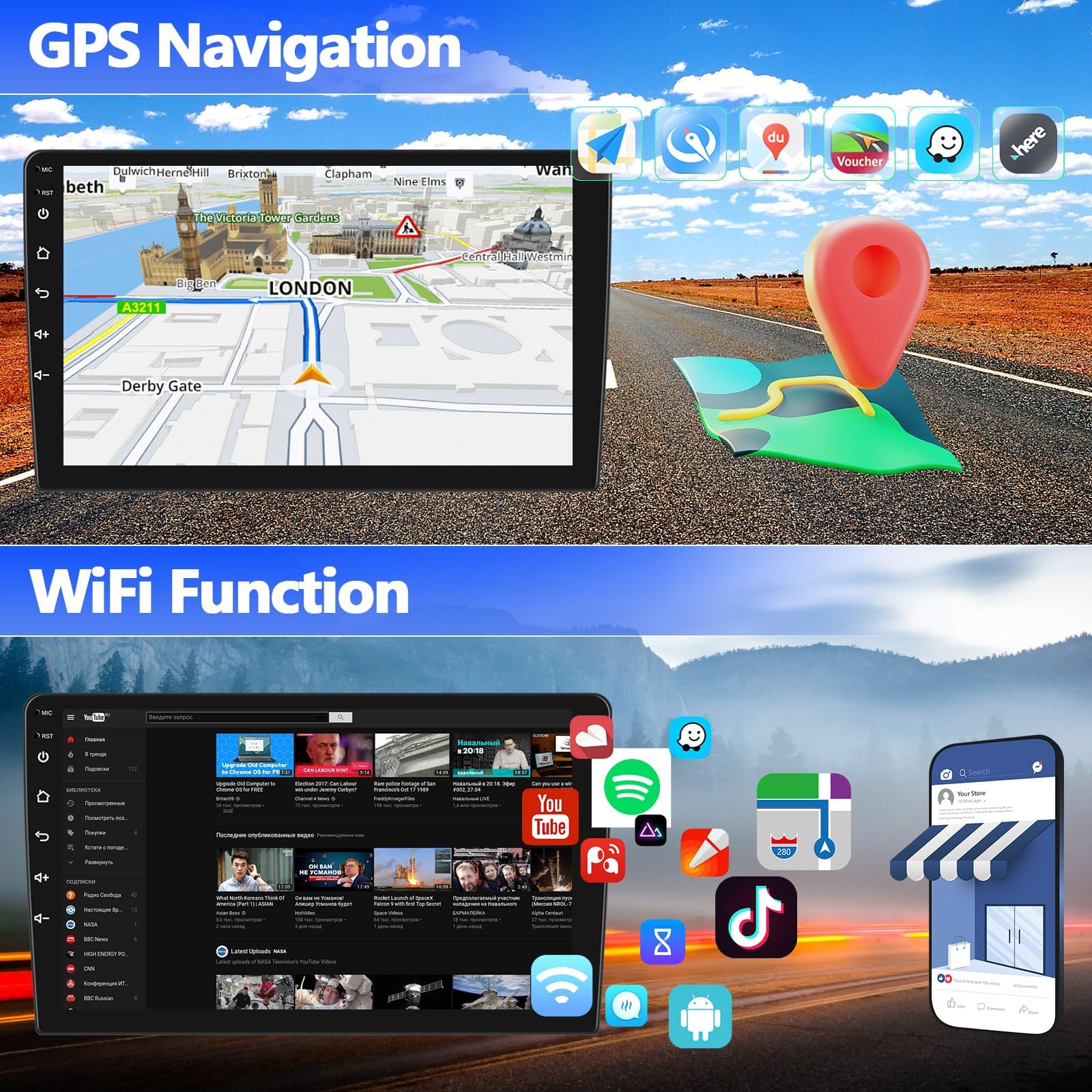 Y1,PLKEQS 2G 64G Android 15 Car Stereo for F-ord Escape/Kuga/Mazda Tribute 2007-2012 - 9" 2K ekran dotykowy z bezprzewodowym CarPlay, GPS Navi, WiFi, 26UI, Bluetooth, FM, kamera cofania
