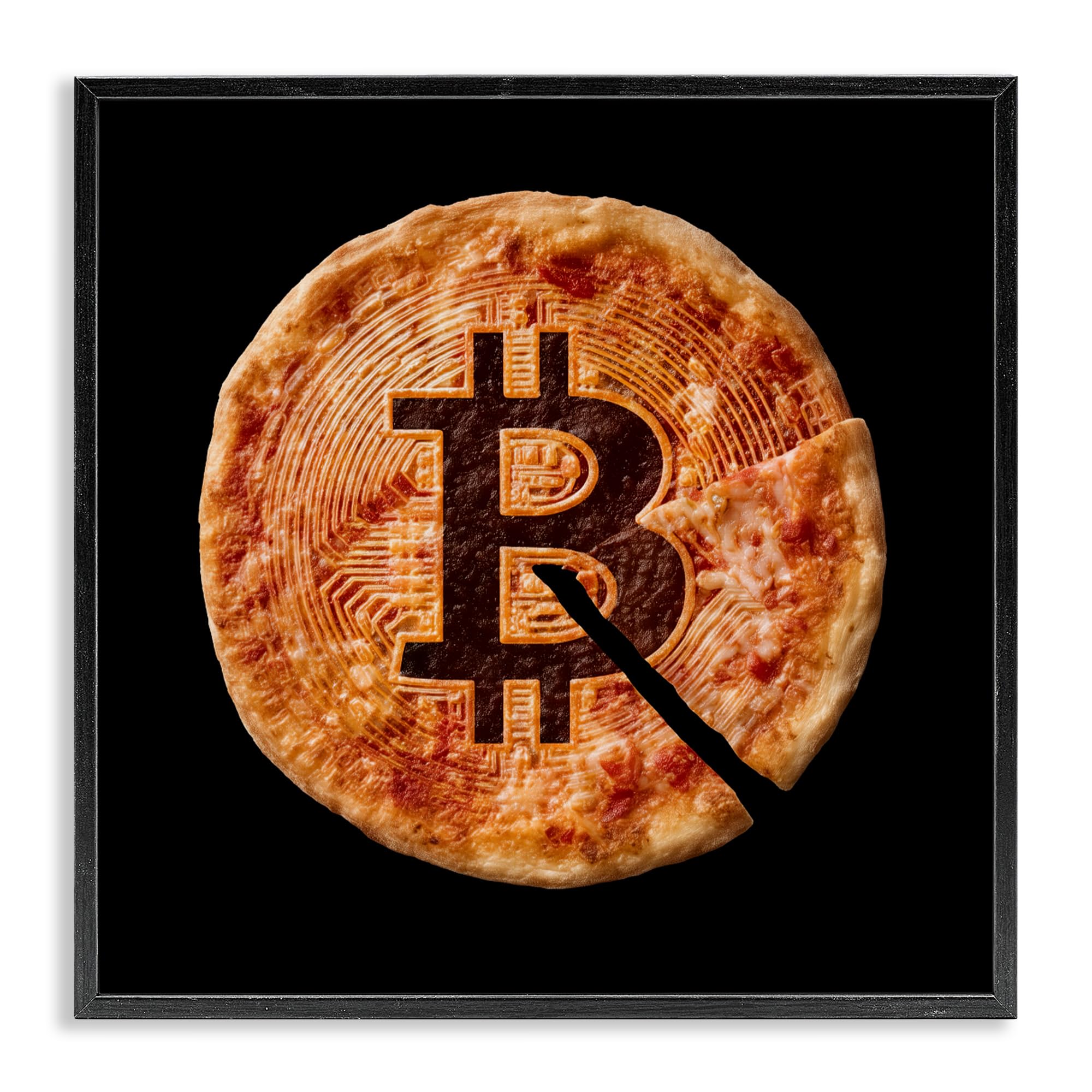 Stupell Industries 'Crypto Pizza Slice', Framed Giclee Art, Black, 24 x 24