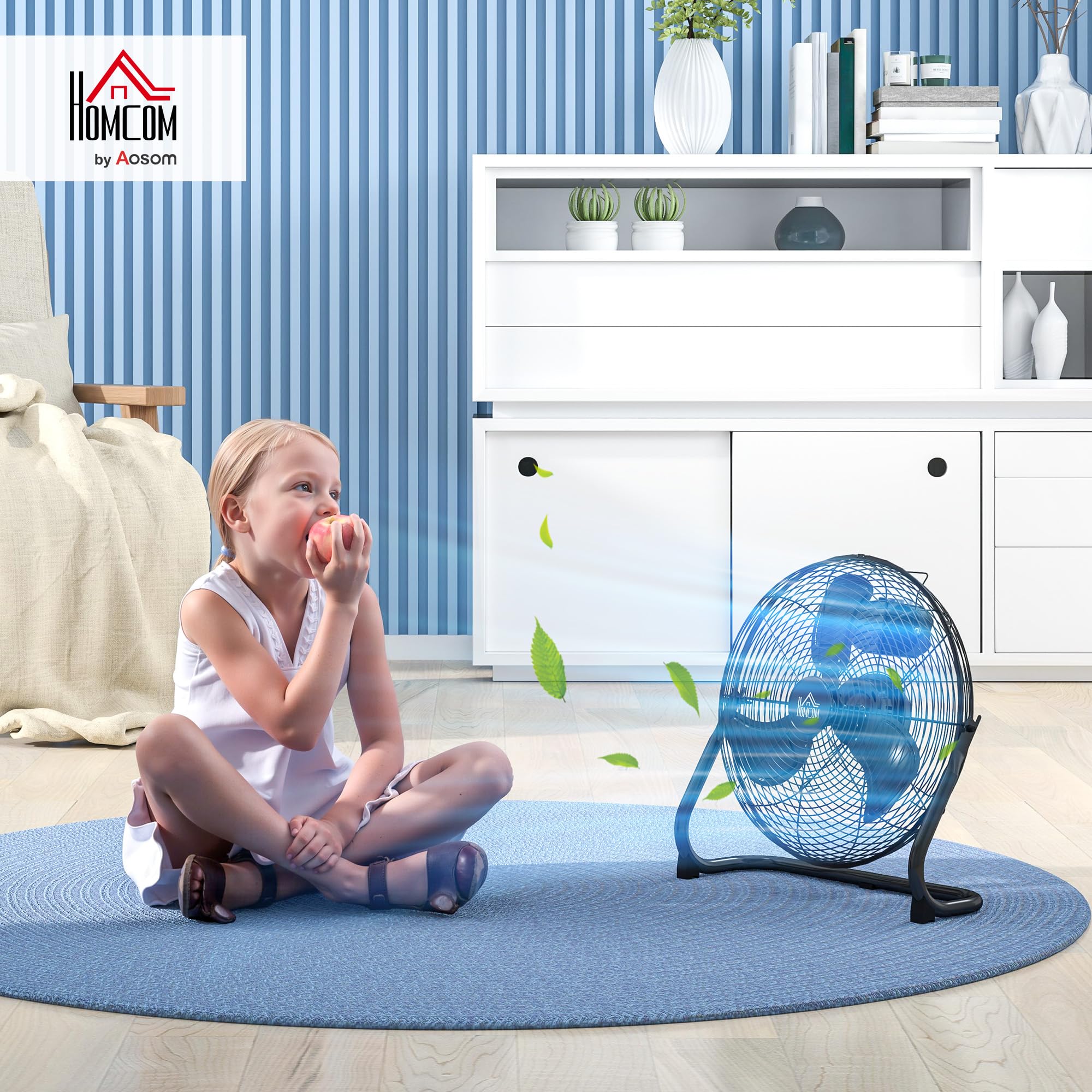 HOMCOM Windmaschine Retro Stil Tischventilator Elektrischer Ventilator mit 3 Geschwindigkeitsstufen, um 120° verstellbarer Winkel Bodenventilator für Zuhause, Büro, Schlafzimmer, Schwarz
