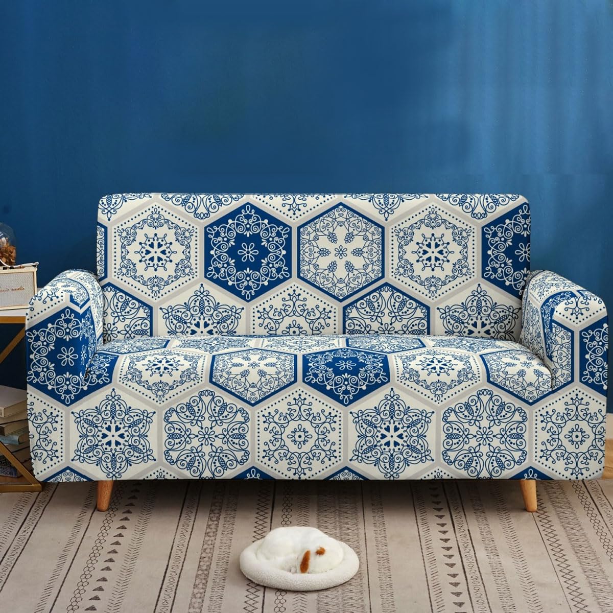 Qlkiybg E High Stretch Sofa Covers 1 2 3 4Seater Super Soft Sofa Slipcover Printed Pattern Couch Cover Polyester Spandex Sofa Slipcover Non-Slip Sofa Slipcovers Furnitur Prote(Size:2 Seater(145-185Cm),Color:e)