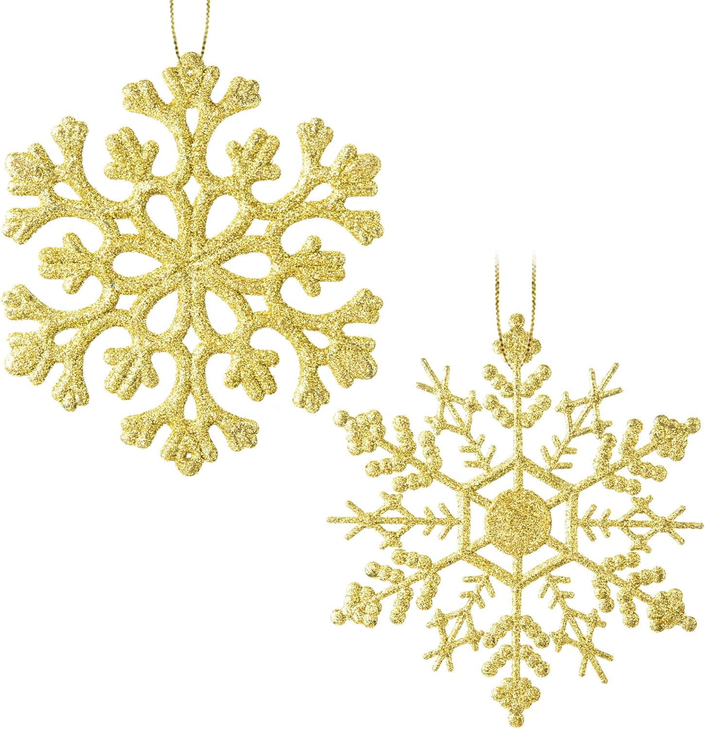 30PCS Christmas Glitter Snowflake Ornaments Plastic Snowflakes OrnamentsXmas Tree