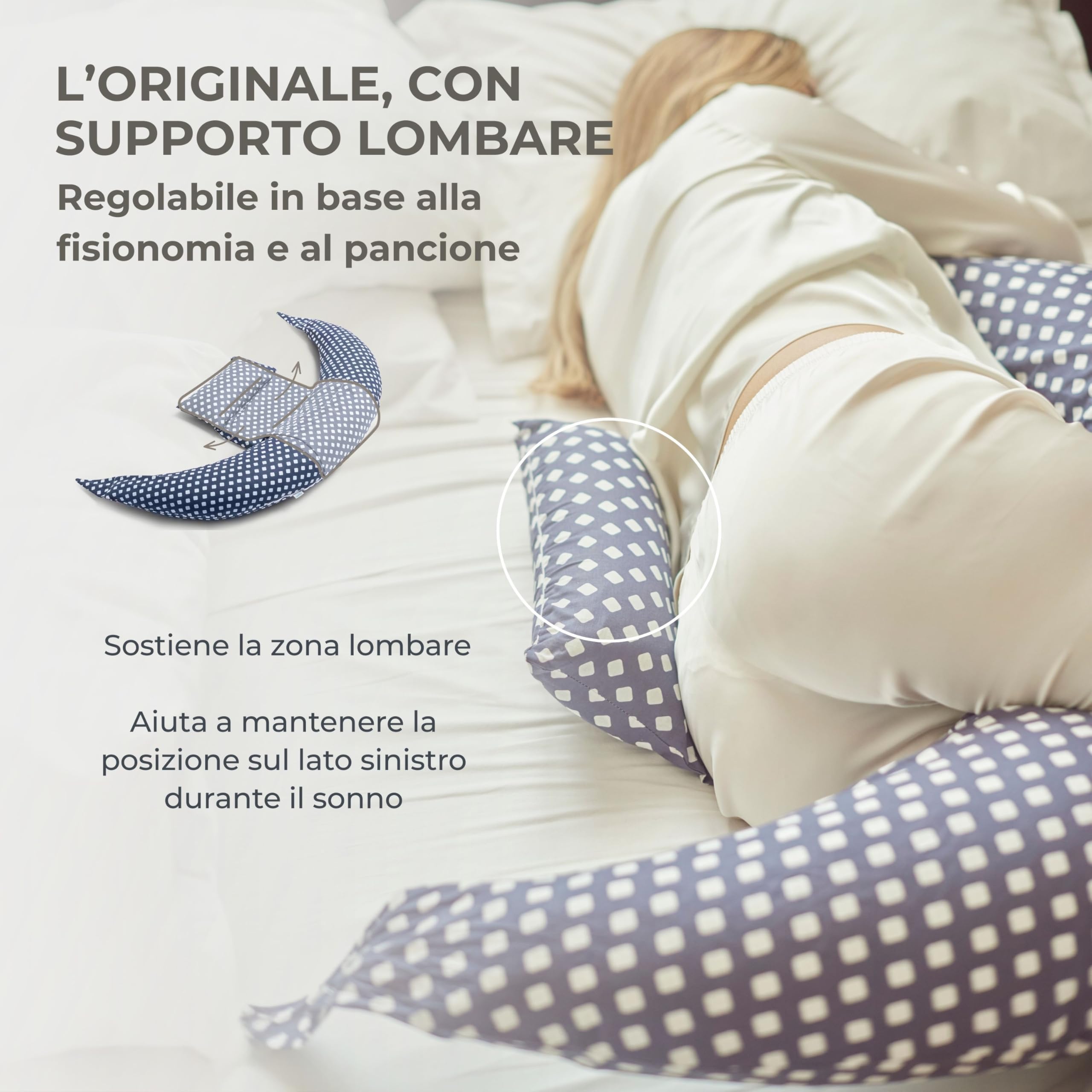 Nuvita 7200 DreamWizard Memory 3D – Cuscino Gravidanza e Allattamento Ergonomico, 3D Mesh Traspirante, Certificazione OEKO-TEX, Fodera Sfoderabile e Lavabile - Beige