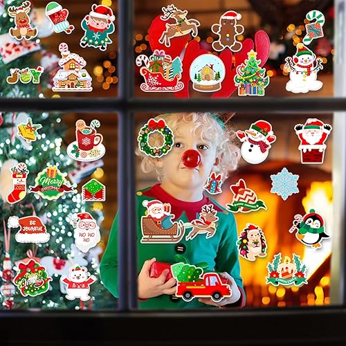 Miniatura 2 de Calcomanías de gel grueso para ventana de niños, para niños, para niños y adultos, para aula, hogar, guardería, avión, fiesta de cumpleaños (Navidad