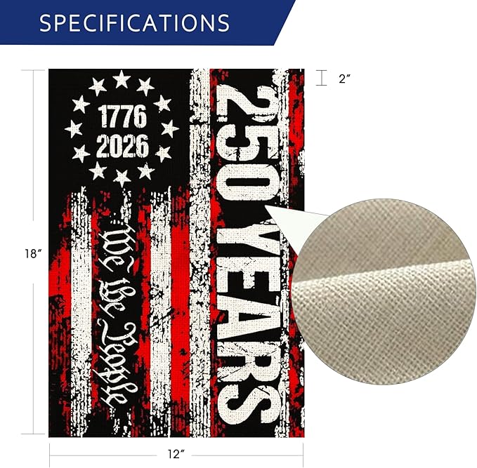 Bandera de Jardín 250 Aniversario USA 12x18 Pulgadas Doble Cara miniatura 3