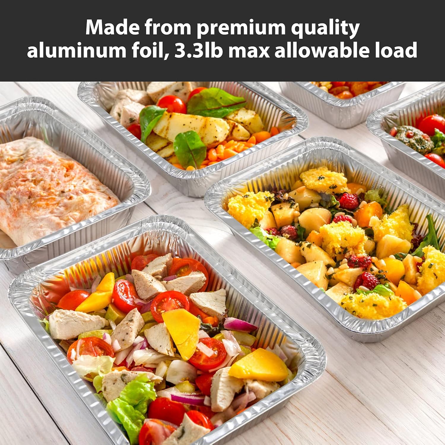 8''x6''x1.6''Aluminum Pans Foil Pans with Lids, Aluminum Pans Disposable with Covers 20 Foil rectangle Pans and 20 Lid, 3.3lb Max allowable load Food Storage Containers for Cooking, Baking, Meal Prep: Home & Kitchen