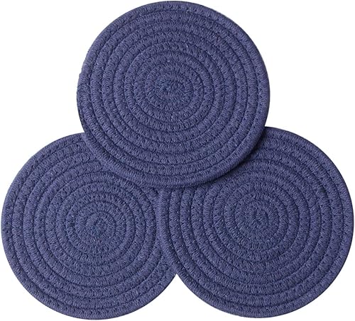 Miniatura 2 de Juego de 3 agarraderas para ollas calientes de algodón 100% puro, juego de soportes para ollas calientes (juego de 3) almohadillas calientes,