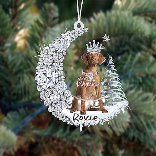 Miniatura 8 de Adorno personalizado para perro, Chow Chow Chow Diamond Moon Merry Christmas Ornament Custom Dog Breeds 3D 2 capas de madera y plástico, adorno de