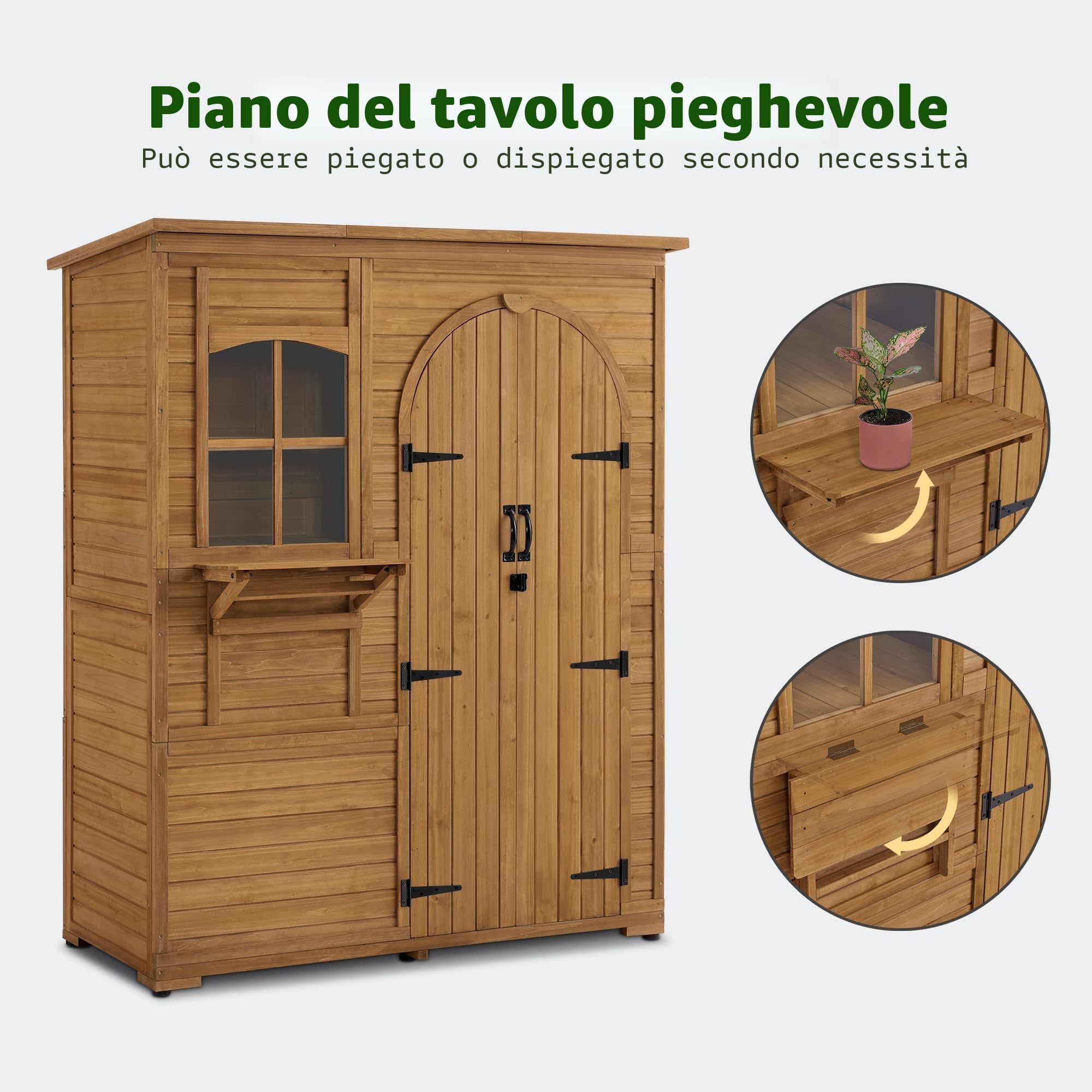 M MCombo casetta da giardino casetta per attrezzi in legno resistente alle intemperie, casetta da giardino da esterno impermeabile walk-in, per area esterna balcone terrazza 73×144×185 cm (natura)