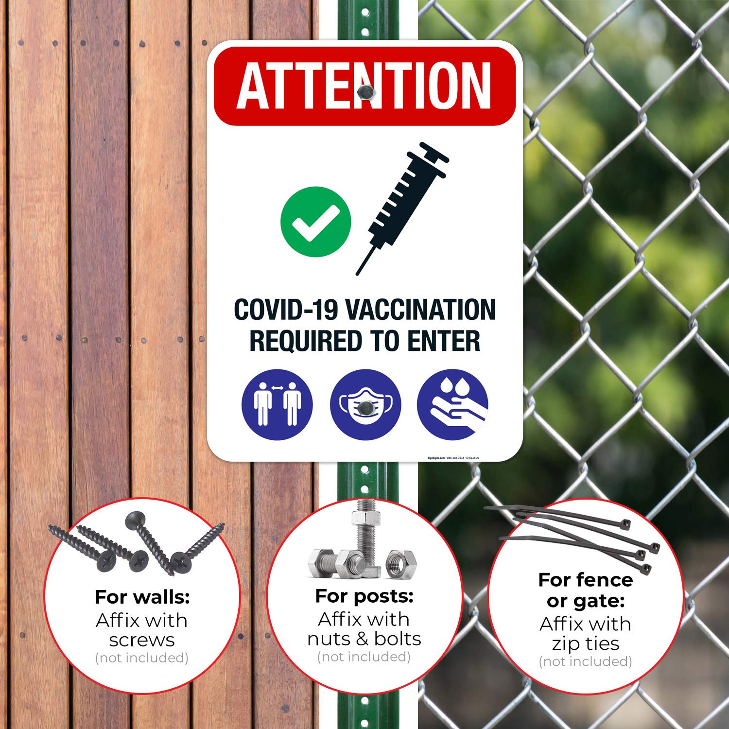 Vaccination Required to Enter Sign, 18x24 Inches, Rust Free .063 Aluminum, Fade Resistant, Made in USA