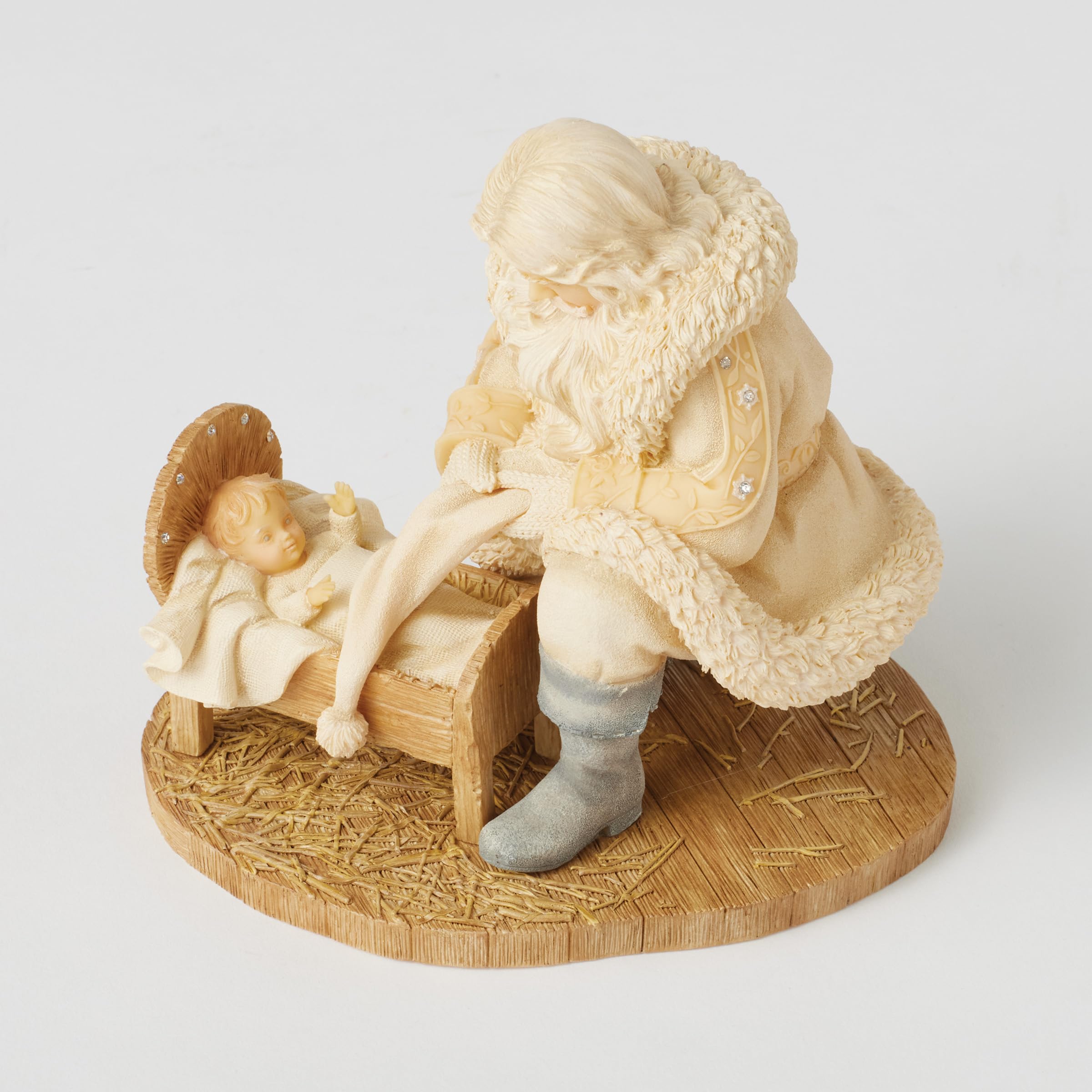 Enesco Foundations Figurine Père Noël agenouillé par bébé Jésus, 13 cm, multicolore