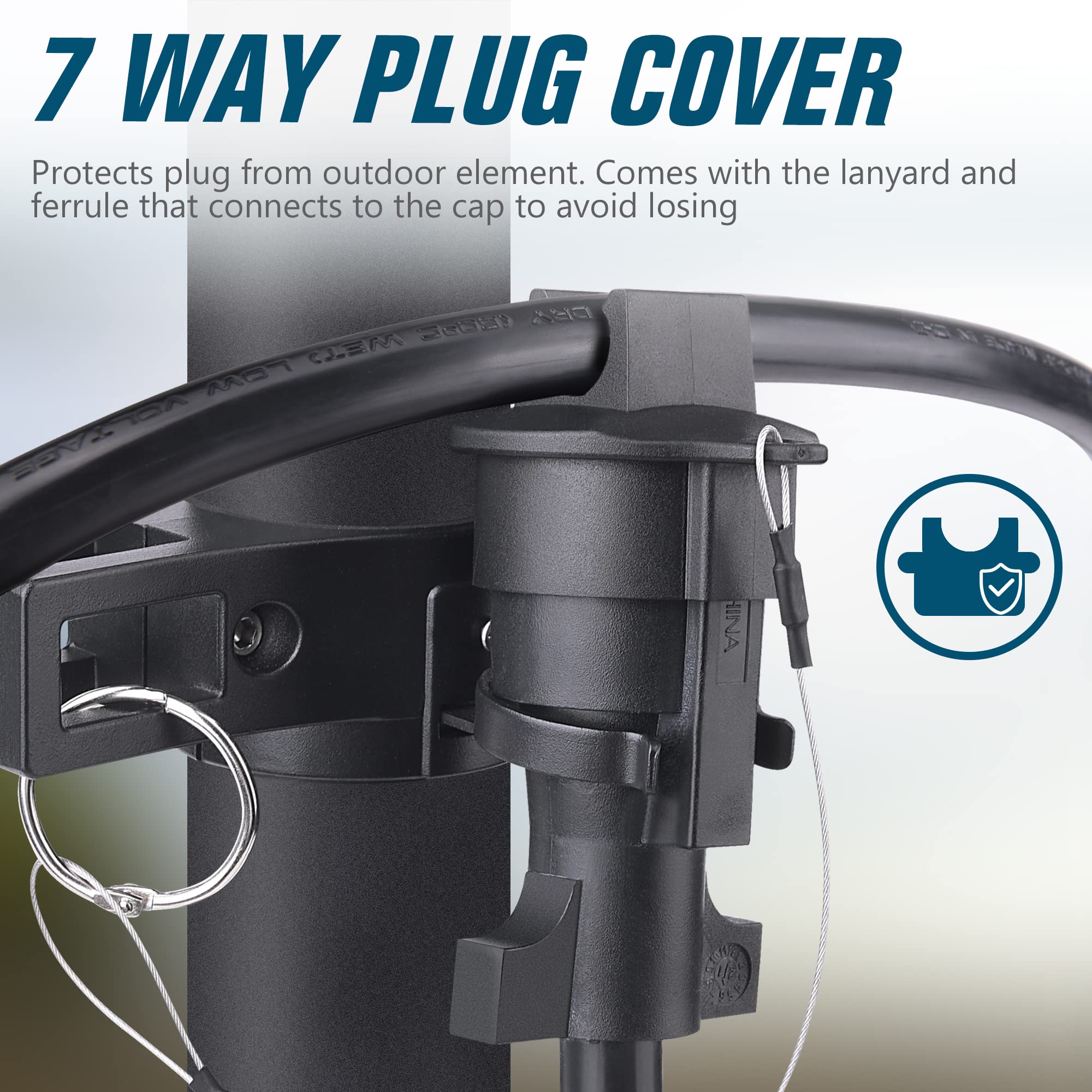 Aluminum Trailer Chain & Plug Holder - Towing Organizer Kit With 7-Way Plug Cover, For RV, Camper, Travel Trailers