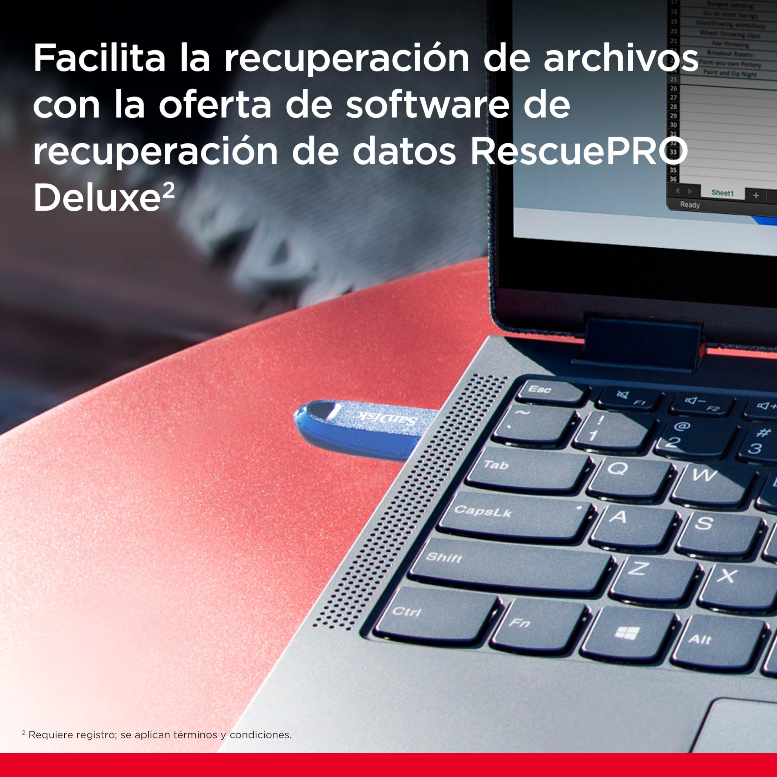 SanDisk Unidad Flash USB 3.2 Ultra Curve de 256 GB, Memoria USB de hasta 100 MB/s de Velocidad de Lectura, Software de recuperación de Datos RescuePRO, Bucle para Llavero, Azul
