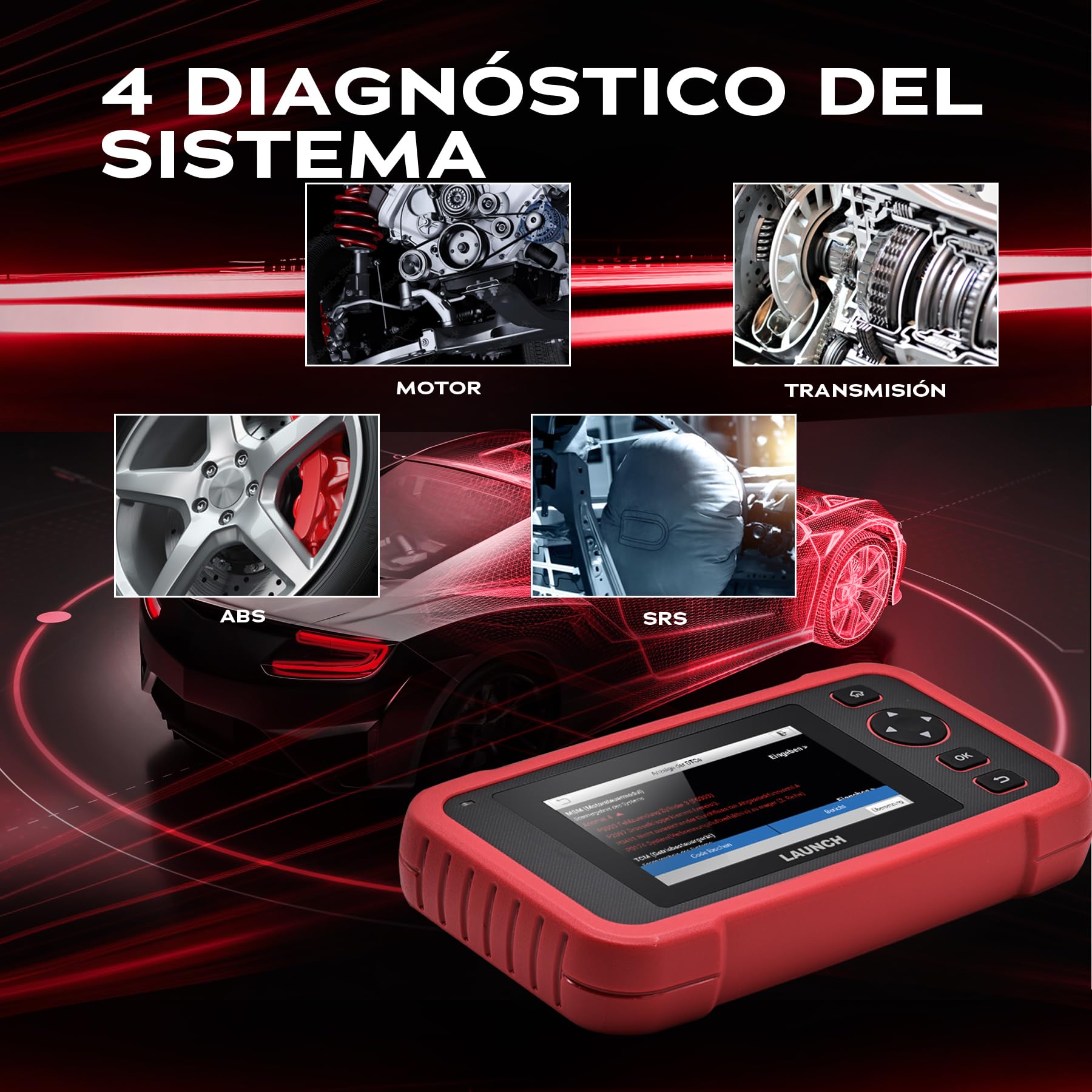 Launch CRP 129 EVO V3 OBD2 Diagnosis Coche Multimarca Profesional, Scanner Automotriz, 4 Sistemas Motor/ABS/SRS/Transmisión, 8 Funciones de Servicio Aceite/EPB/DPF/Batería, Actualizaciones Gratuitas | Datos en vivo, VIN automático, informes, protocolos CA