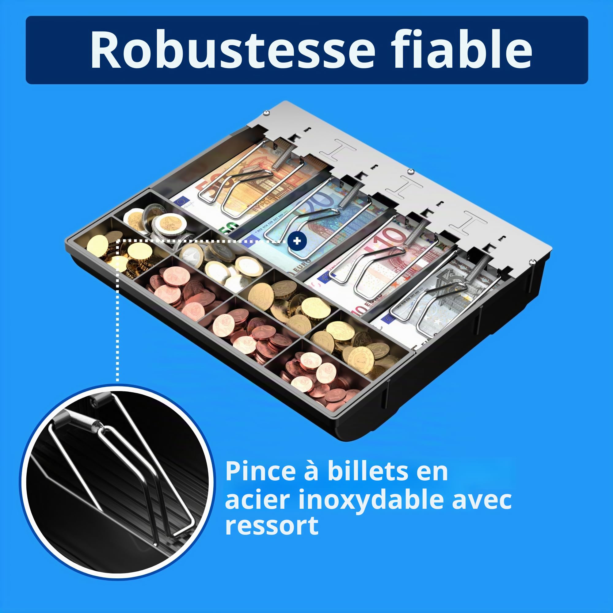 Tiroir à pièces interne Tiroir à billets pour tiroir-caisse - Usage léger - POS VALLEY®