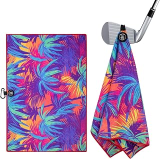 montela golf Towel Magnetic Golf Towel for Golf Bags with Clip for Men & Women,Microfiber Fabric Waffle Pattern Golf Towels for Strong Hold to Golf Carts or Clubs (Colorful)