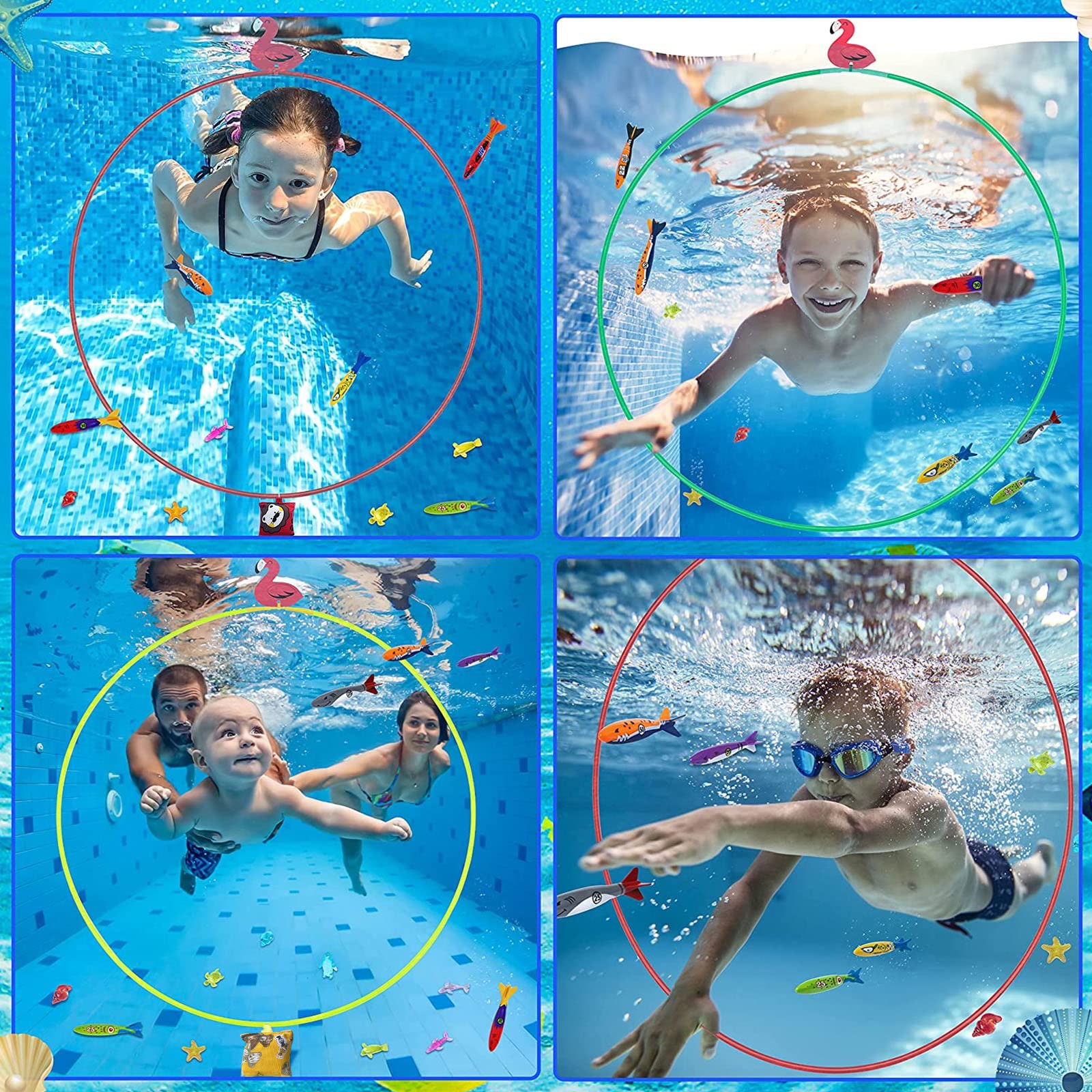 Ensemble de 4 anneaux de plongée - Piscines et Spas POSEIDON