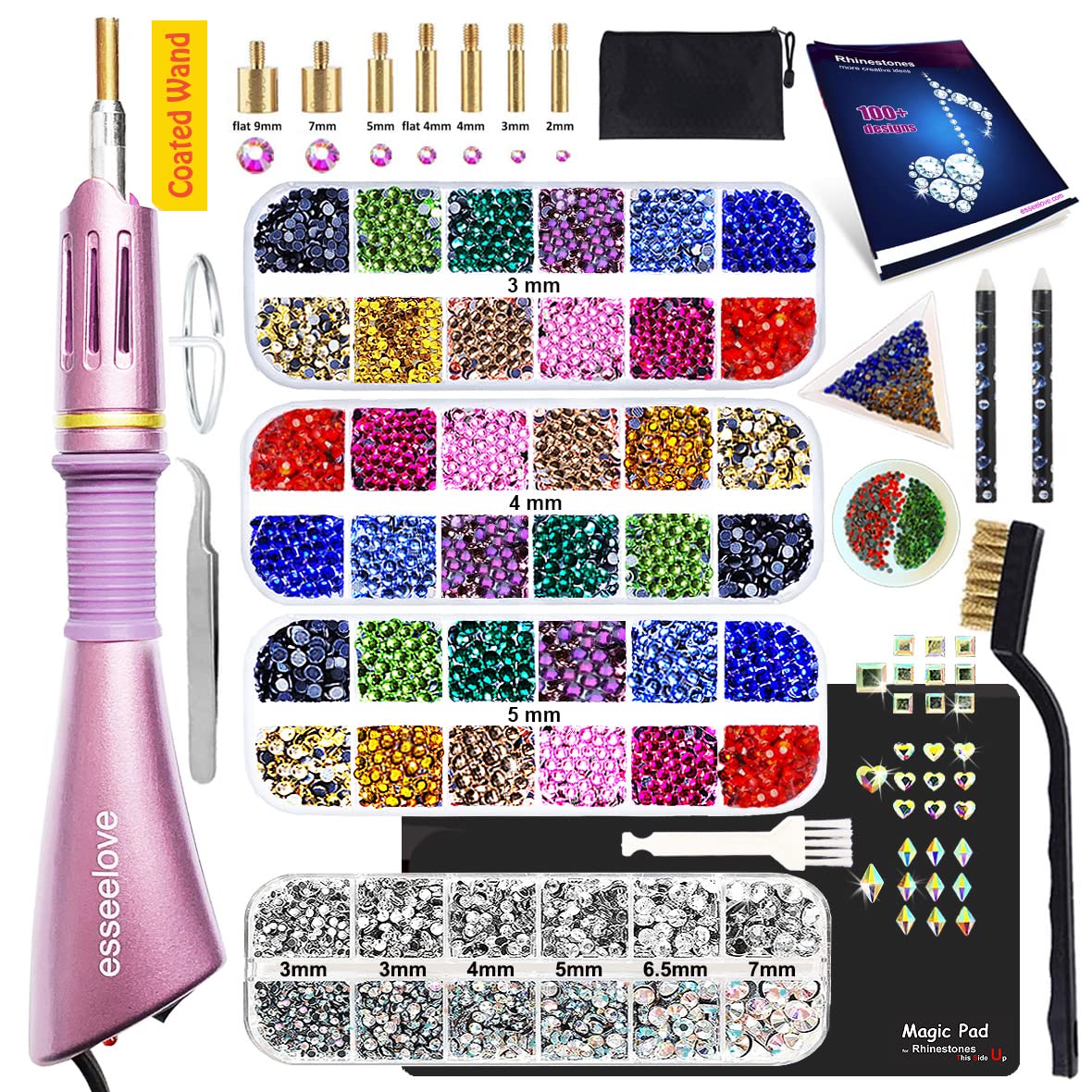 Hotfix Applicator Tool, DIY Hot Fix Rhinestone Setter, Hot Fixed Kit, 5679 Pcs, AB, Clear, 34/30/20/16/10SS, 12 Colors, Bigger Rhinestones, Gem Picker, Bedazzler Kit with Rhinestones - 