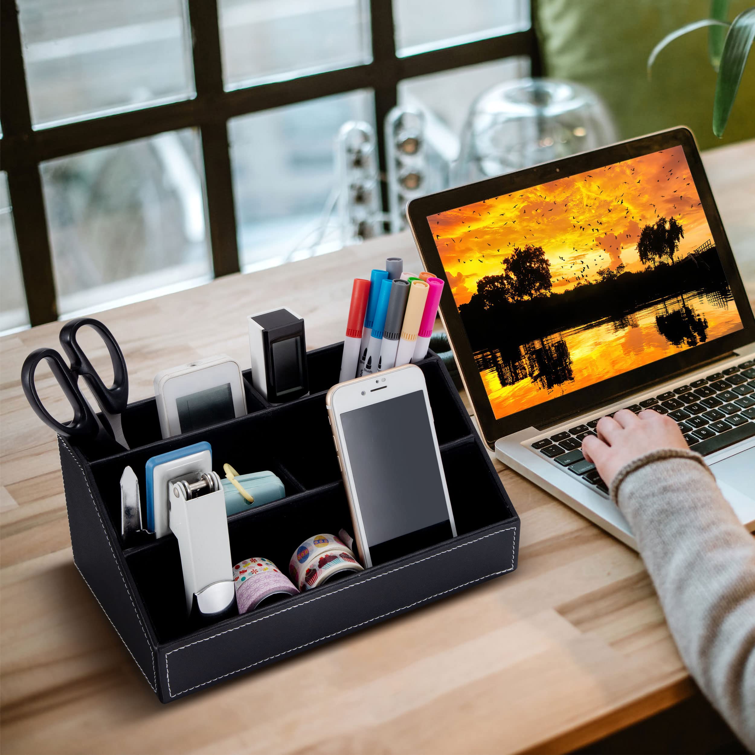 Organisateur de Bureau en Maille Métallique avec 7 Compartiments dont