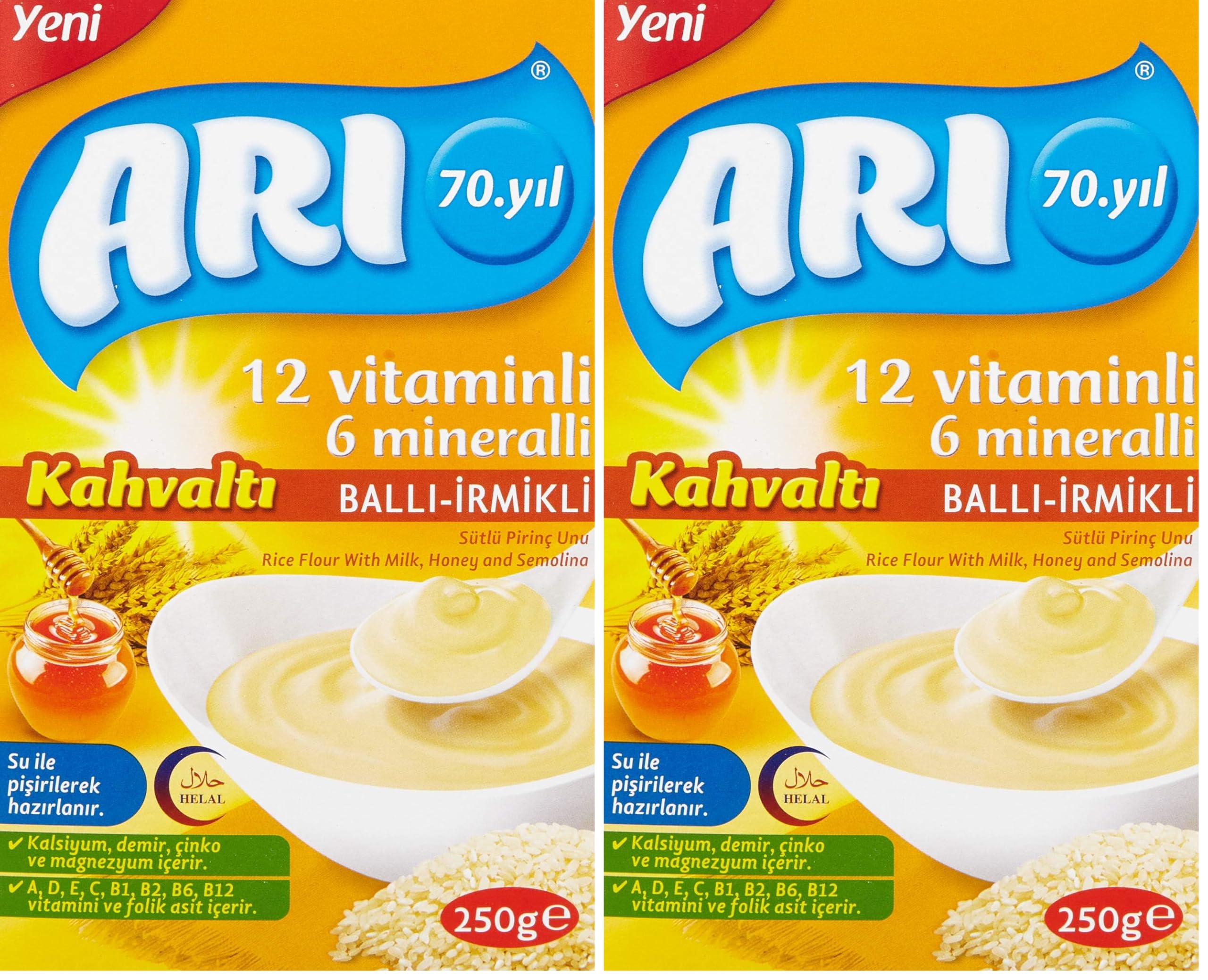 ARI Mama 12 Vitaminli 6 Mineralli Sütlü Ballı İrmikli Pirinçli,250 Gr 2li paket