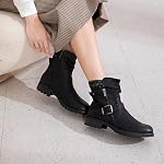 Hawkwell Women's Combat Boots Side Zipper Buckle Fashion Ankle Booties