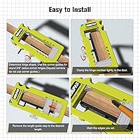 Vista 4 de Plantilla para bisagras de puerta, mortajadora de bisagras de puerta, plantilla de router se adapta a bisagras de puerta de 3" a 5" de longitud