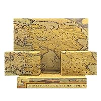 Vista 1 de Mapa del mundo retro antiguo antiguo único mapa del mundo de vela papel kraft marrón plegado plano 4 hojas 16 pies cuadrados ttl para bibliotecas