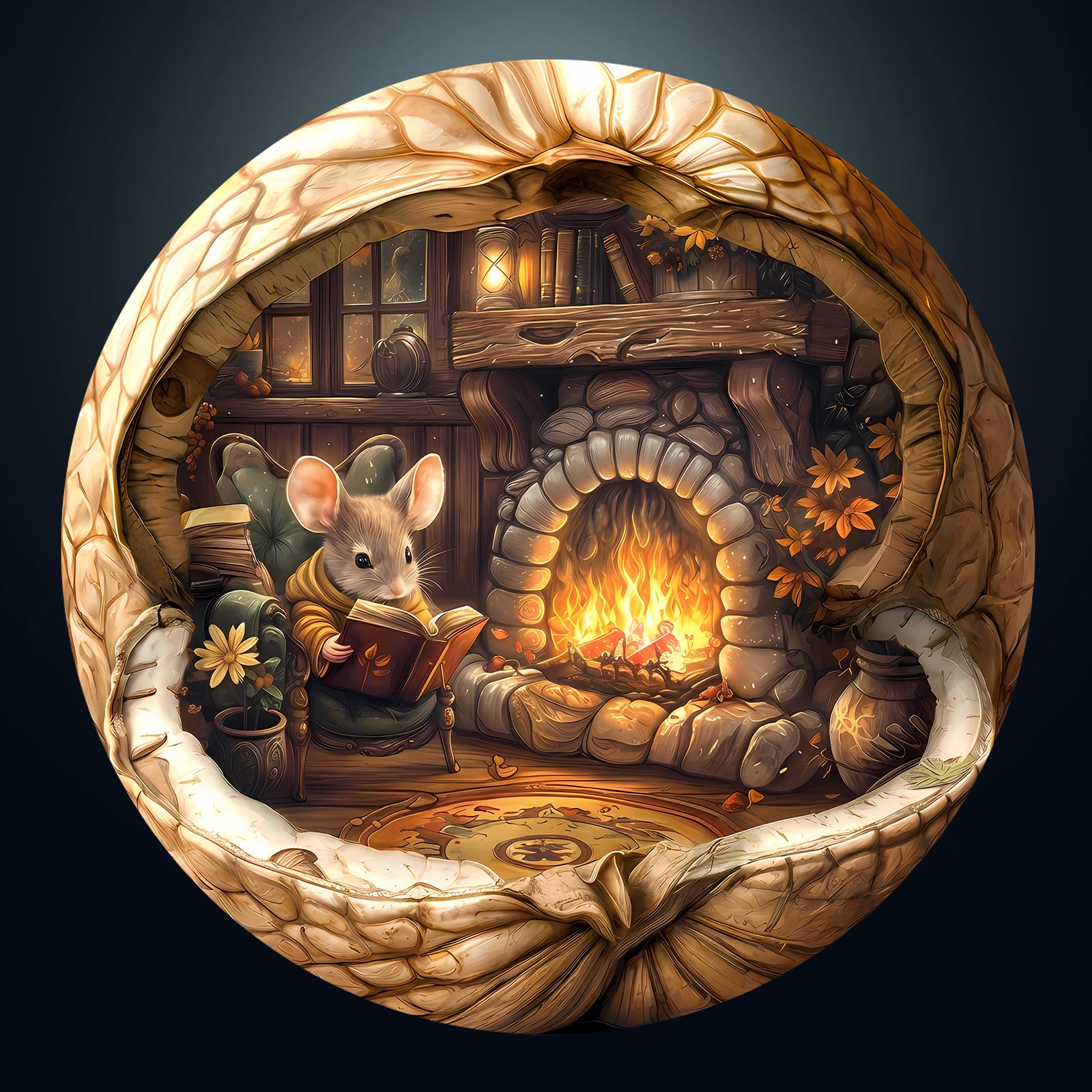 Jigsaw Puzzles for Adults 1000, Nut House Cute Mouse 1000 Piece Jigsaw Puzzle, 67.5 x 67.5cm Blue Card Round Flat Puzzle, Colorful Puzzles for Home Decor, Christmas & Birthday Gifts for Family Friends
