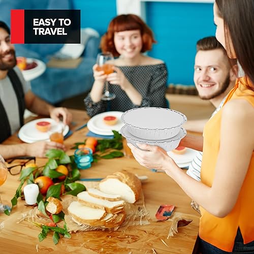 Miniatura 6 de Stock Your Home Sartenes redondos de aluminio de 7 pulgadas (paquete de 50 unidades) para hornear pasteles, latas de pastel para llevar, recipientes