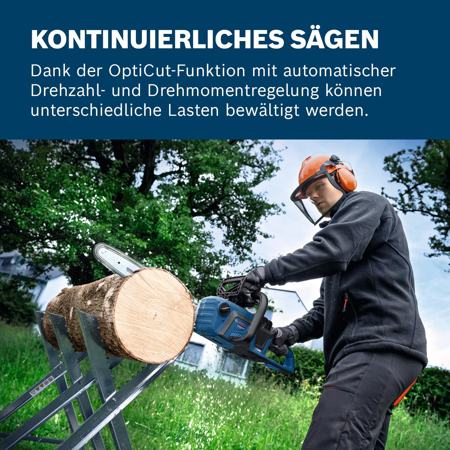Bosch Professional 18V System Kettensäge GKE 18V-40 (40 cm Schwert, bürstenloser Motor mit BITURBO-Technologie, inklusiv Kombischlüssel, Kettenabdeckung, ohne Akku/Ladegerät)