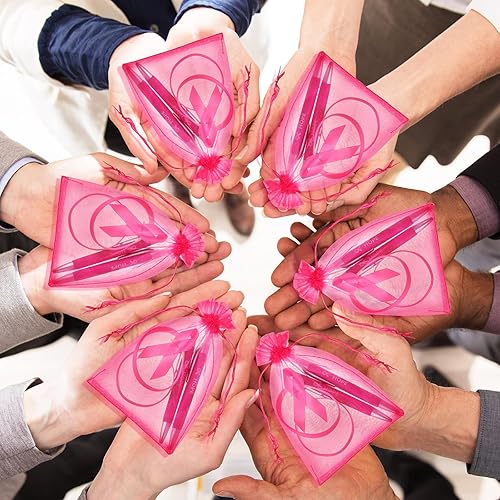 Miniatura 7 de Qilery Juego de 50 regalos de concientización sobre el cáncer de mama, incluye cinta para concientización sobre el cáncer, pulsera y bolsas para