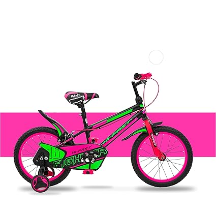 HI-FAST 16 inch Kids Cycle for 4 to 7 Years Boys & Girls with Training Wheels (FIGHTER-16T-95% Assembled), Pink