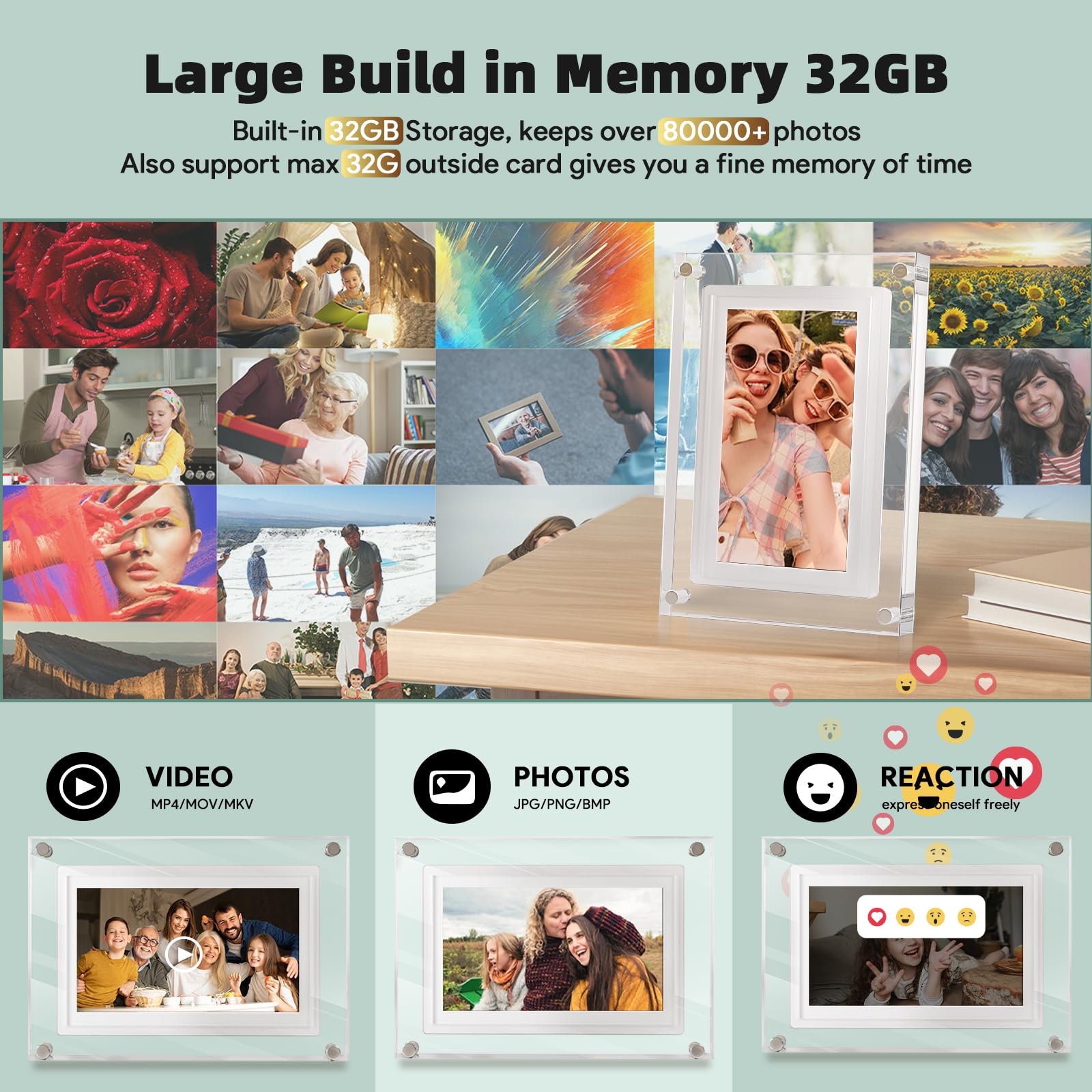 Amazon | Frameo 7インチ WiFi アクリルデジタル写真フレーム、1024 x