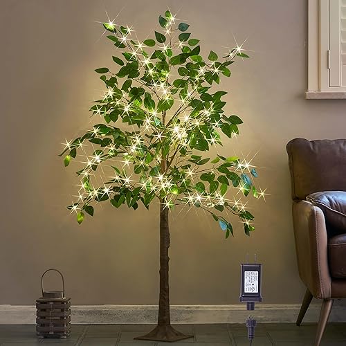 Miniatura 9 de BAOLITVINE Árbol de abedul con luces de 4 pies, 200 luces de hadas, árboles iluminados para el hogar, boda, fiesta, decoración de Navidad, interior