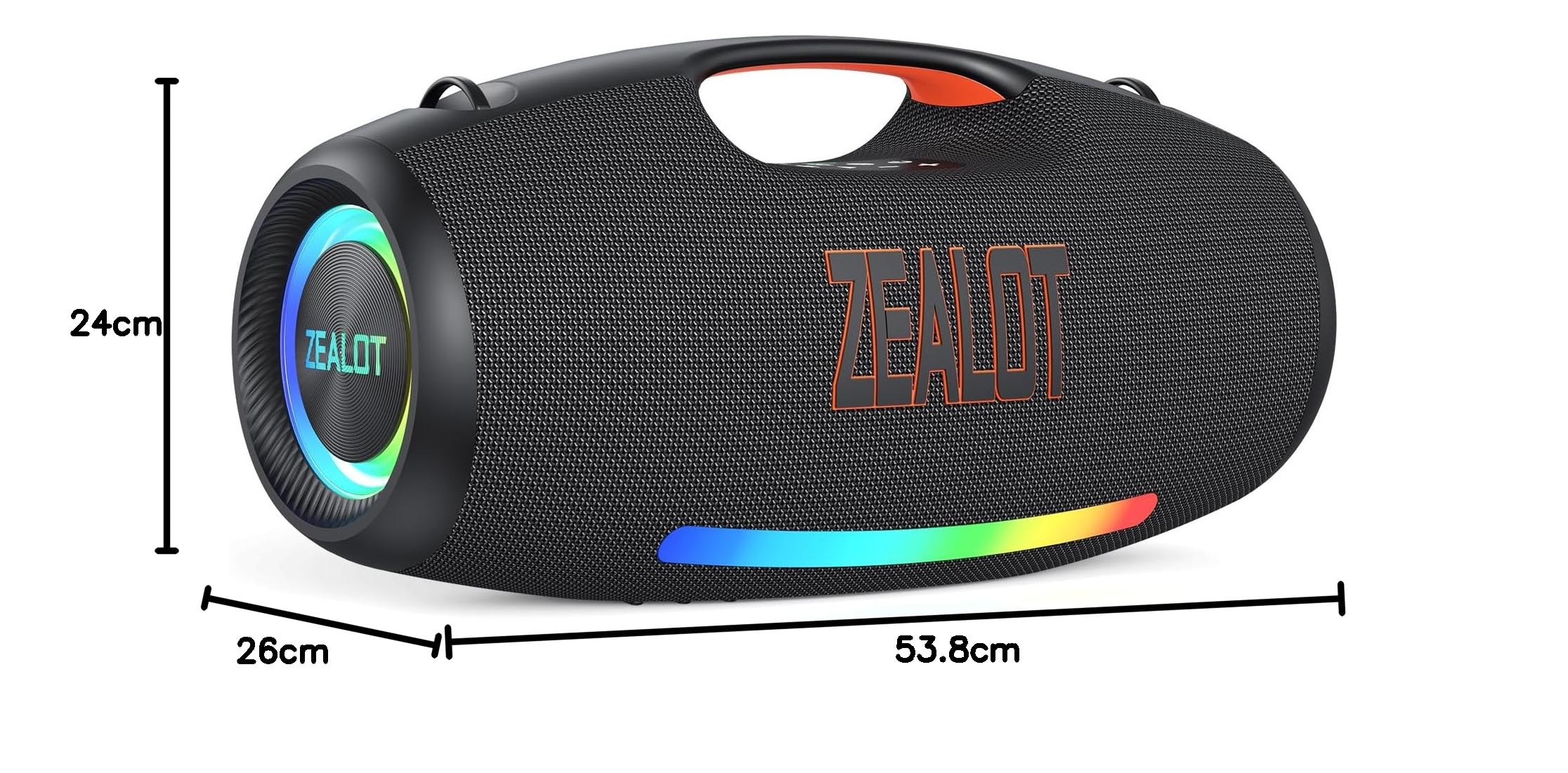 ZEALOT Cassa Bluetooth 250W, Altoparlante Portatile con Subwoofer,Boombox con bassi potenti,Impermeabile IPX6,EQ,Luce LED,48000 mAh,per Feste all'aperto,Piscina,Spiaggia