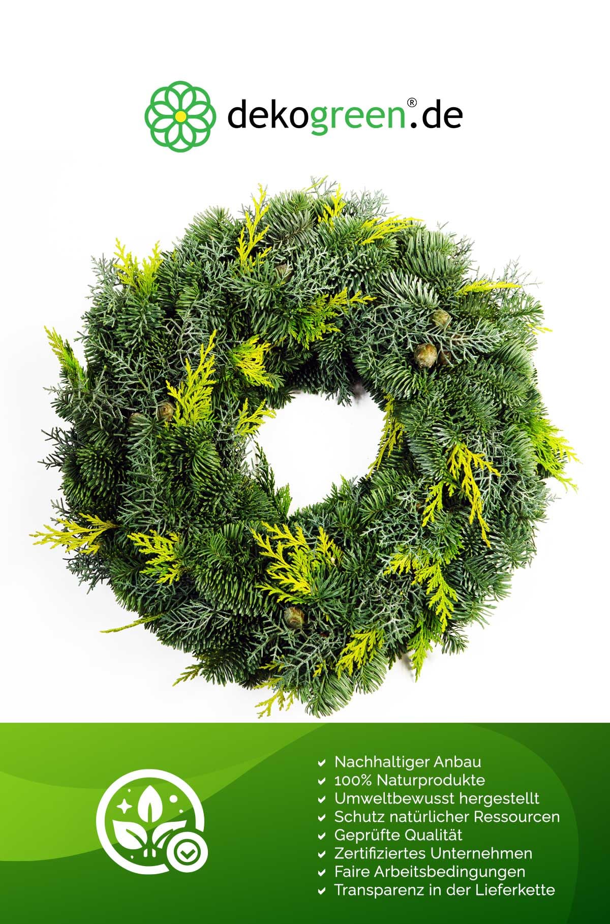 Adventskranz echt - Tannenkranz - Mixtellerkranz Nobilis - Konifere - 100% natürlicher echter Adventskranz - einseitig gebunden - Türkranz - Tischkranz - Weihnachtsdeko (Durchmesser 40 cm)