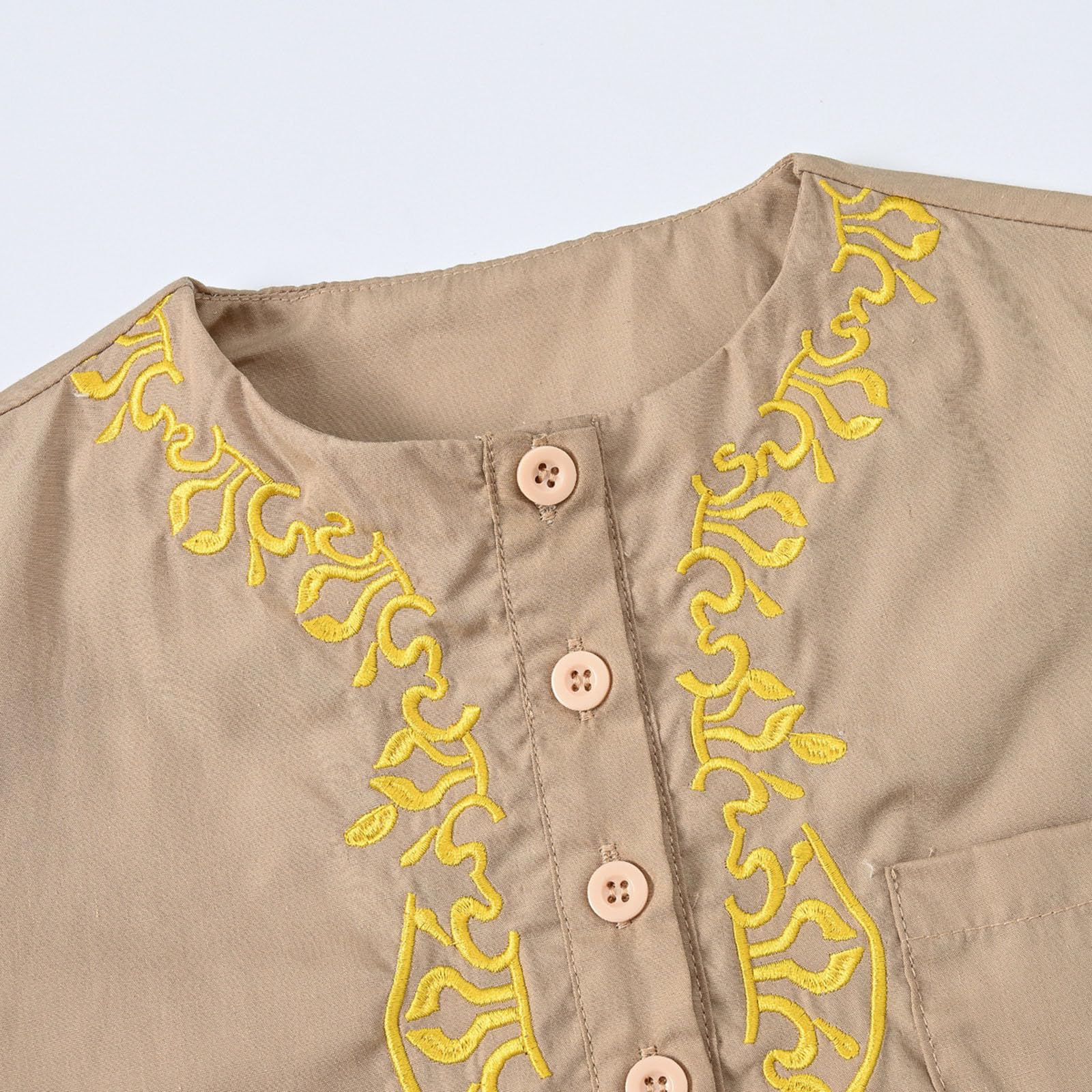 Générique Ensemble de Musulman Moyen-Orient pour Garçon - Enfant Costume Musulman à Manches Longues et Col Rond et Pantalon - Vêtements Traditionnels Ramadan pour Dubaï Tenues Musulmanes