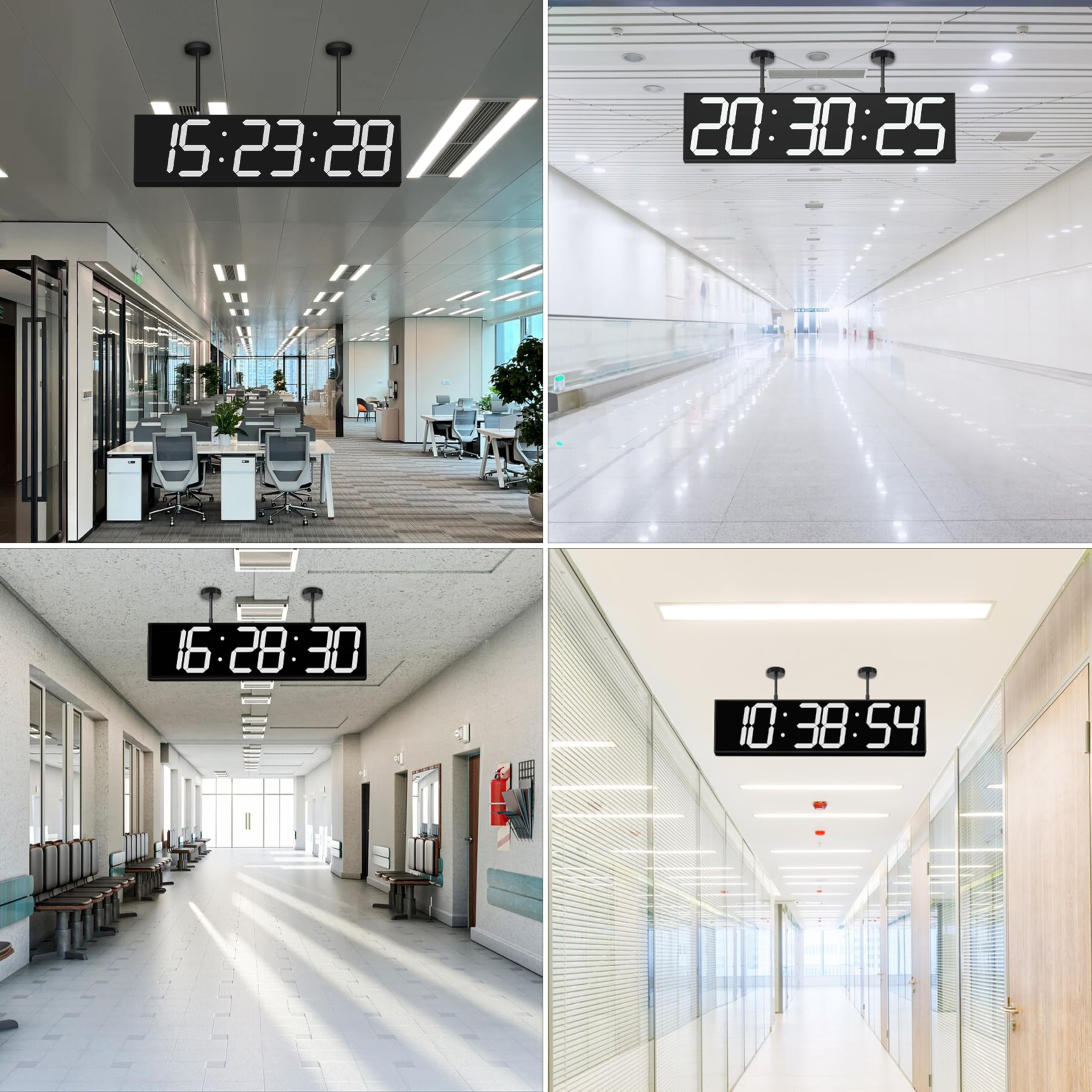 CHKOSDA Orologio da parete digitale a doppia faccia da 72,1 cm, multifunzione a LED, grande timer con temperatura e data, orologio digitale da appendere grande display per corridoi, ospedali (bianco)