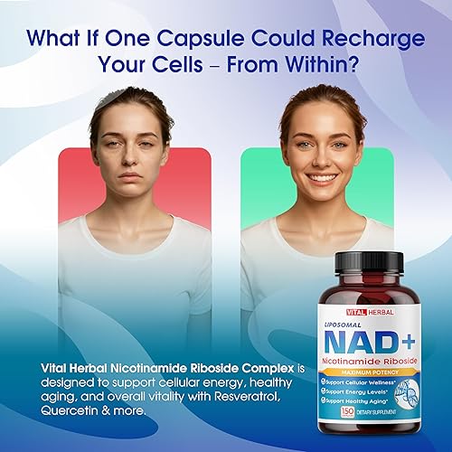 Miniatura 2 de Liposomal NAD+ Nicotinamida Ribosida NR con Trans-Resveratrol Quercetina Arándano Té Verde - Máxima Potencia- Apoya el Envejecimiento Saludable -