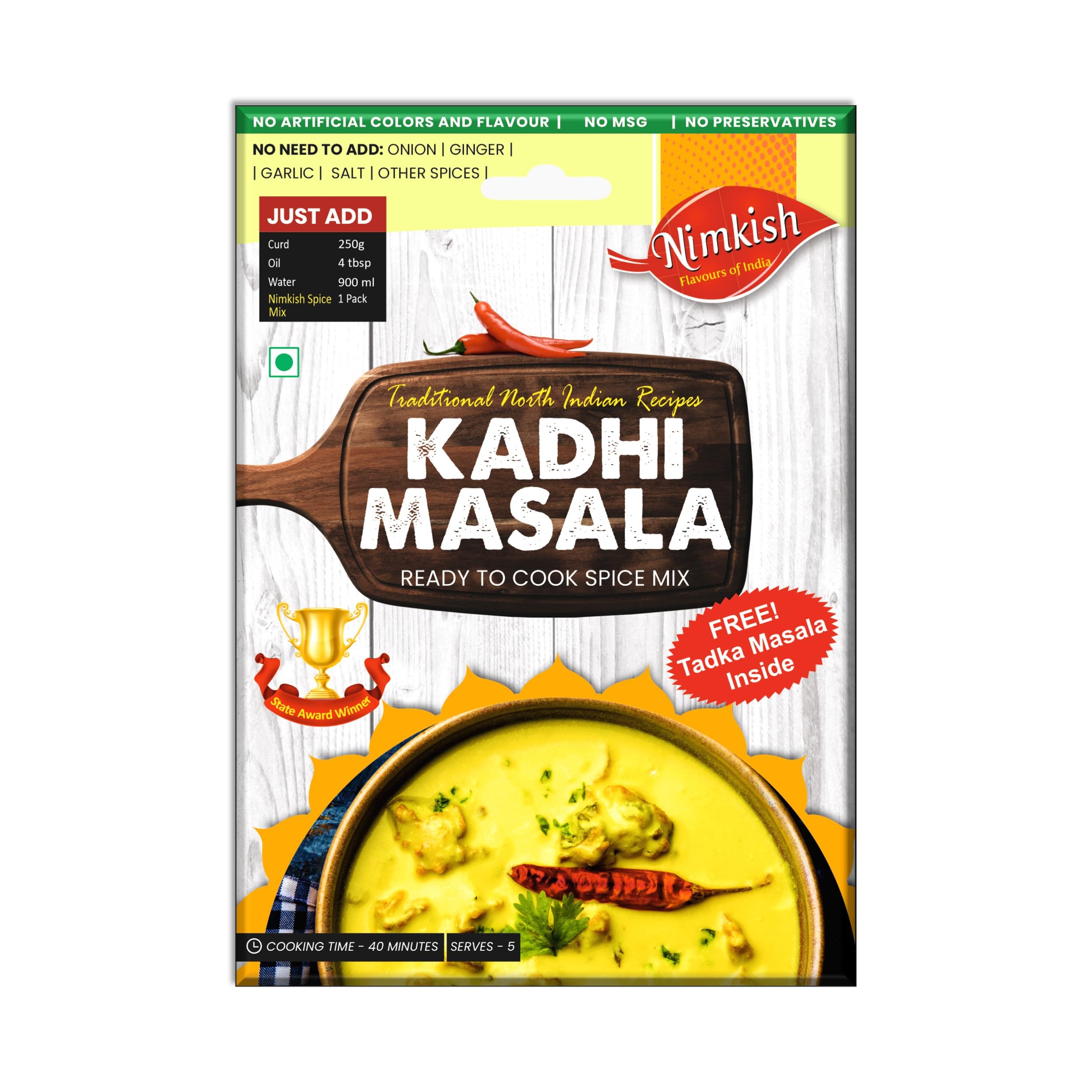 Nimkish Kadhi Masala (Pack of 2, 50g each), FREE 2 Packs of Dal Tadka Masala (10g each), Ready to Cook Spice Mix, Instant Premix (B0C3V61NJN) Amazon Price History, Amazon Price Tracker