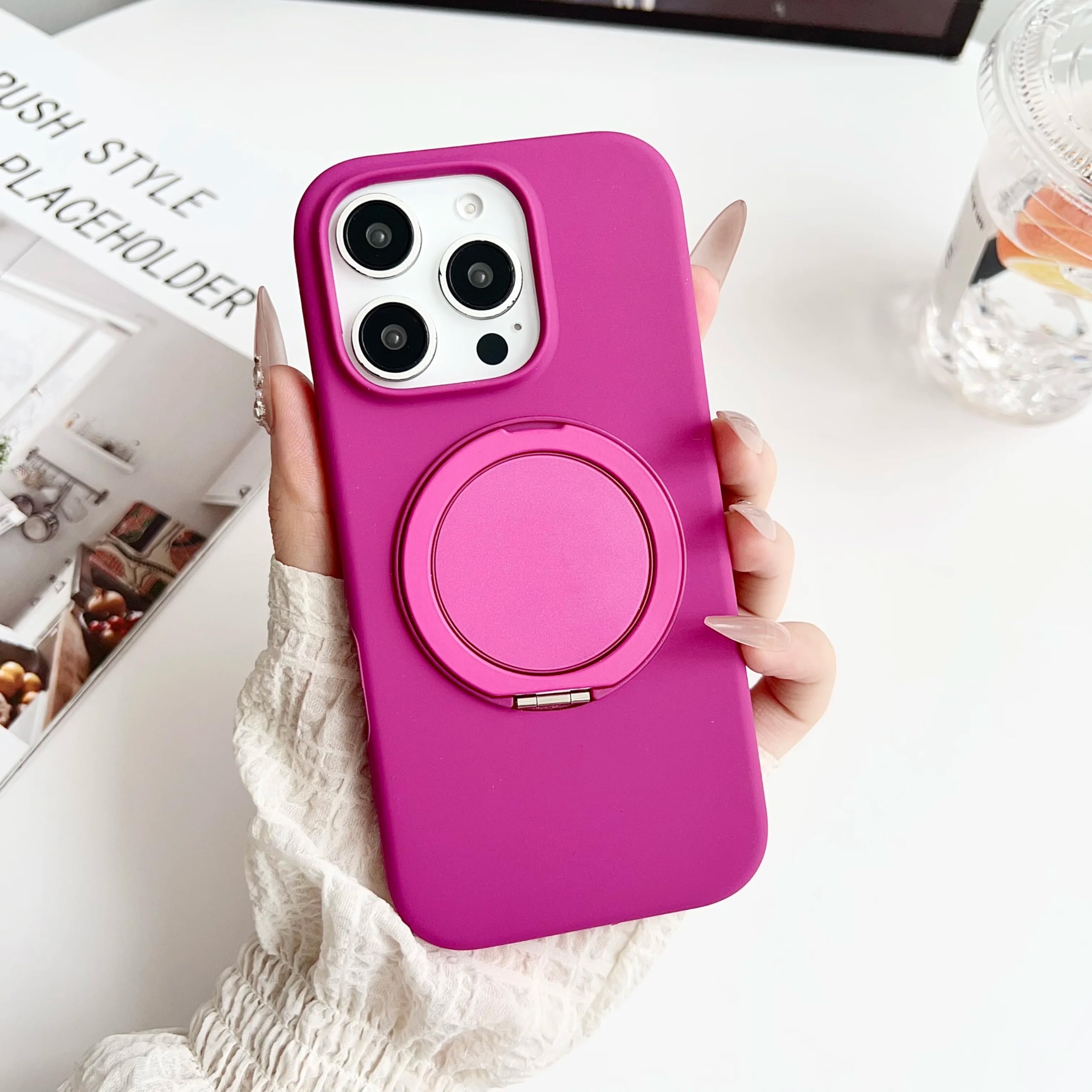 Coque magnétique silicone iPhone 14 Pro Max mate avec anneau - 8
