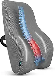 Vive Travesseiro lombar completo – Almofada de suporte de contorno de espuma viscoelástica para dor lombar – tensão muscular, ciática, artrite, osteoporose, escoliose, cifose, abaulamento ou hérnia de disco – Melhora a postura