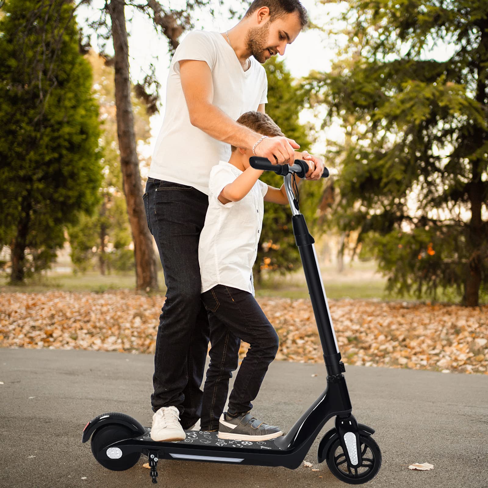Patinete eléctrico para niños, dos modos de velocidad, tres niveles de altura, con indicador LED y luces LED, un regalo de dibujos animados para niños y niñas