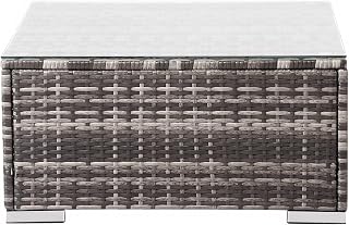 Arebos Polyrattan Beistelltisch 70 × 70 × 34 cm | Höhenverstellbare Füße | 5mm Sicherheitsglas | wetterfest Gartentisch Balkontisch Kaffeetisch Outdoor | Couchtisch Terrassentisch | Grau