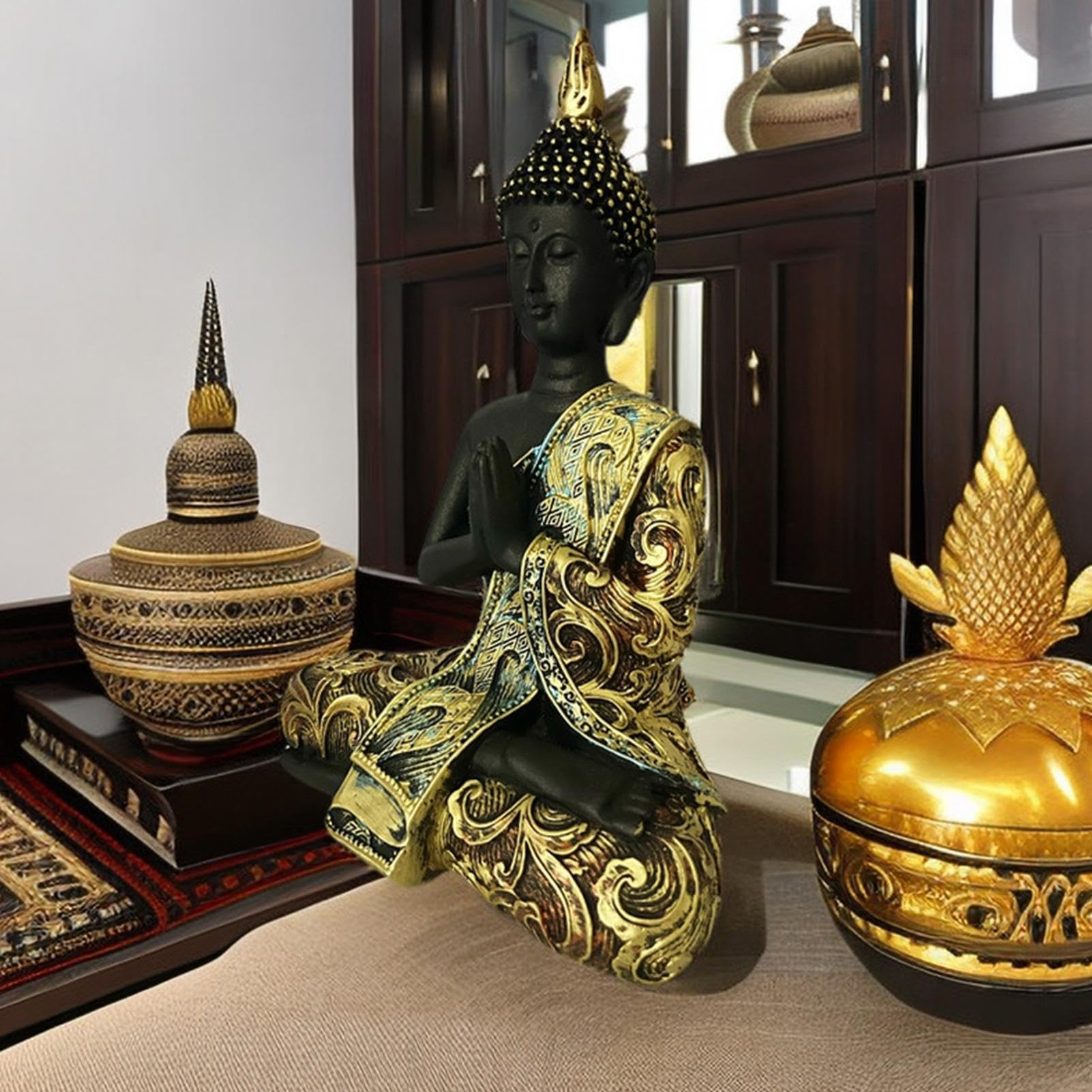 Statue Du Bouddha | Sculptures De Jardin De Bouddha | Figurines De Bouddha De Collection, Ornement De Jardin Pacifique, Décor De Jardin Zen Avec Caractéristiques De Méditation, Statue De Bouddha
