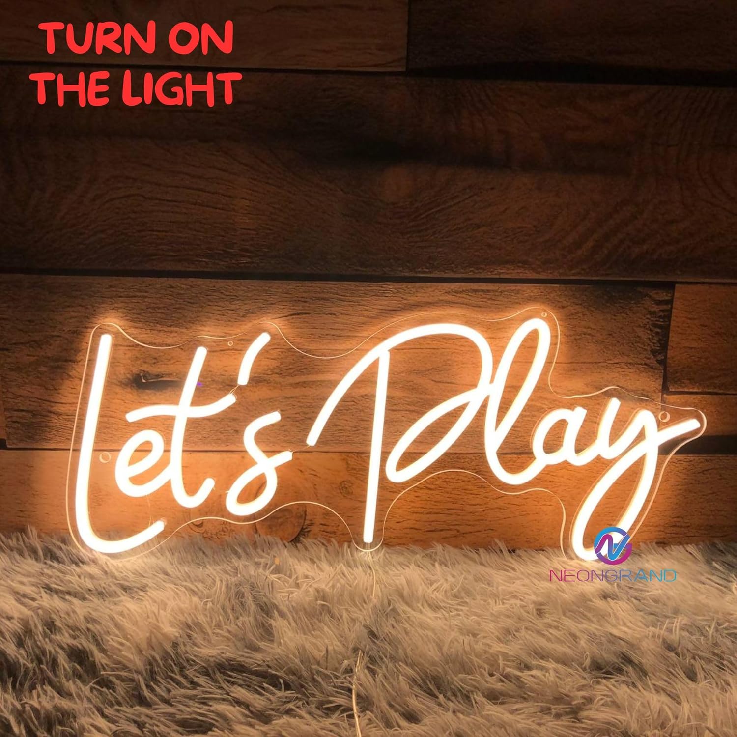 Let's Play Neon Sign LARGE 24x10 inches Playroom Decor Playroom Neon Sign Kid's Room Decor Lets Play Led Light Custom Neon Sign Game Room Wall Art (Warm White - 24x10")
