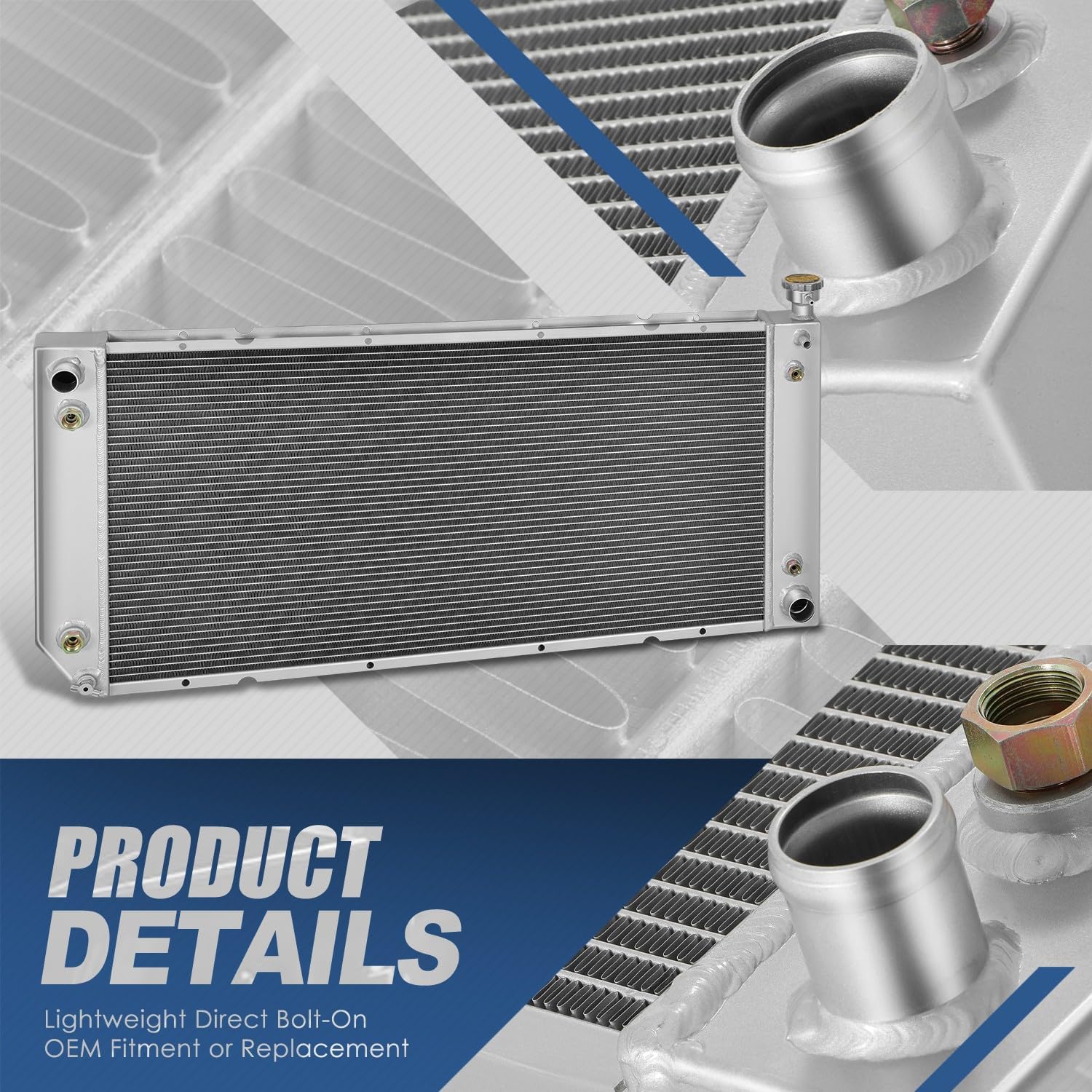 Auto Dynasty Aluminum Radiator Compatible with 1994-2000 Chevy GMC Blazer Yukon C/K1500-3500 Suburban Escalade 5.0L 5.7L, 3-Row Radiator with TOC/EOC for OEM 42465841 52458208 52465838 52465839
