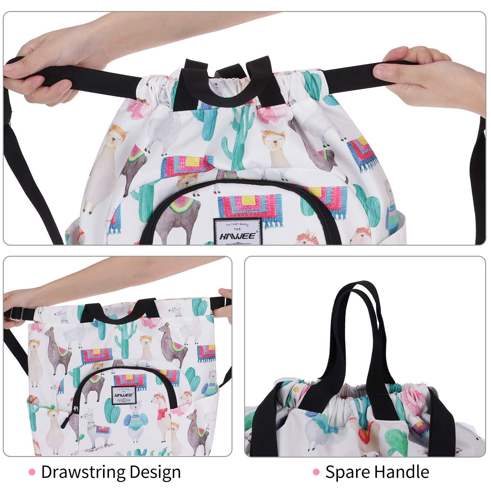 Étanche Sac à Dos à Cordon Grand Sacs de Sport à Cordon de Serrage Sac à Dos Unisexe pour Femme Hommes Voyage Vie Quotidienne Plein Air Yoga Natation Plage, L, Alpaga