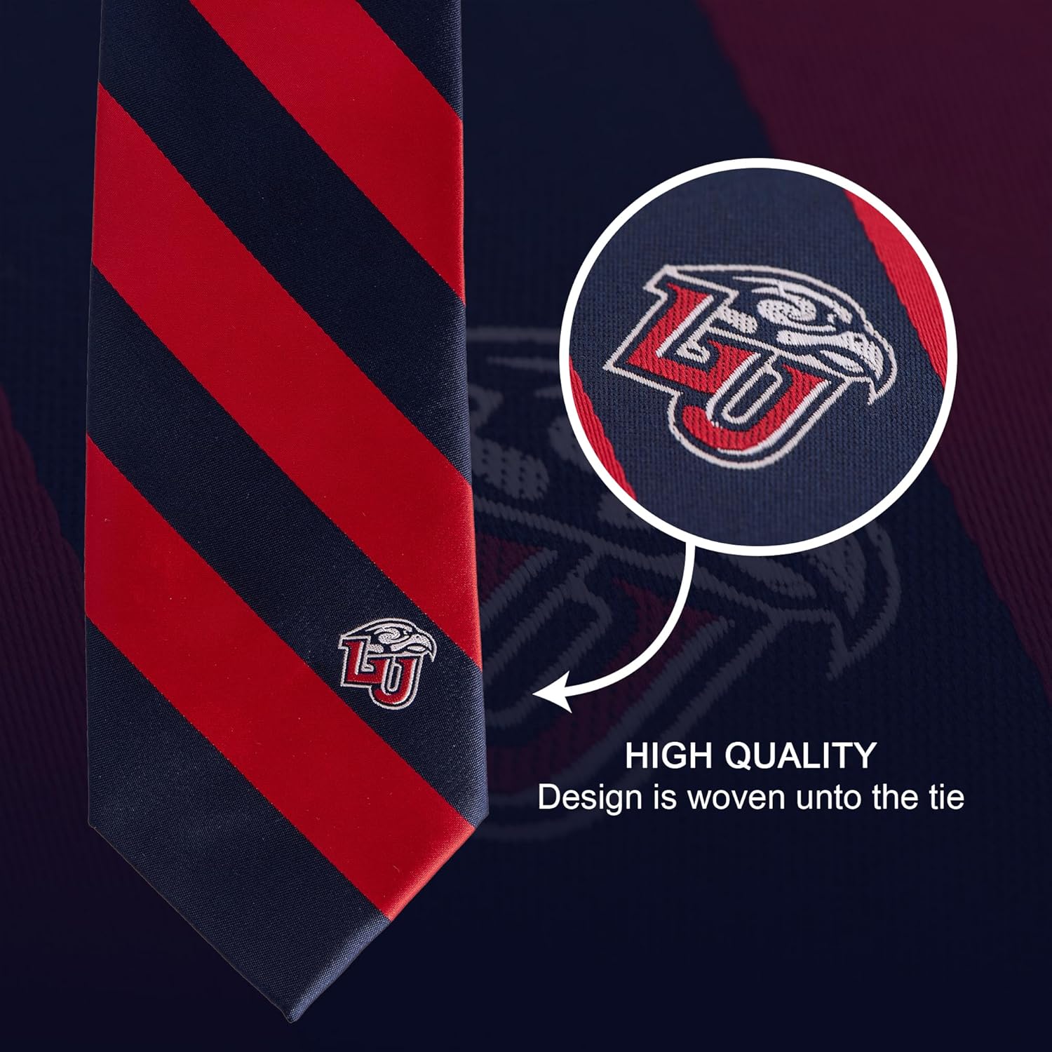 Desert Cactus Liberty University Neck Tie LU Flames 100% Polyester Necktie with Logo, Officially Licensed - Image 2