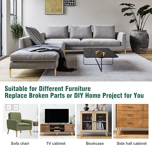 Miniatura 8 de Patas de madera de goma para muebles de 8 pulgadas, patas rectas de madera cónicas de mediados de siglo, patas de sofá de mediados de siglo, patas