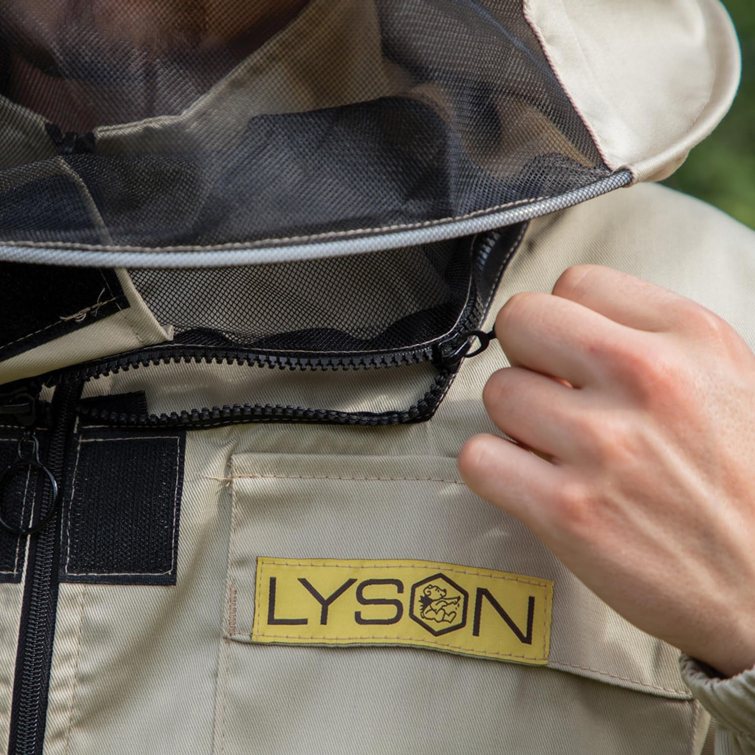 LYSON Imkeranzug mit abnehmarem Hut Rundschleier Berufsbienenanzug Imkeroverall Imkerbekleidung, schutz vor Bienen, Insekten Imkereibedarf Grösse (S-XXXL) Optima Line Imkerzubehör